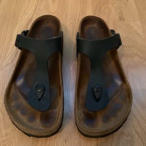 Birkenstock Thong Sandal in Black Size 38